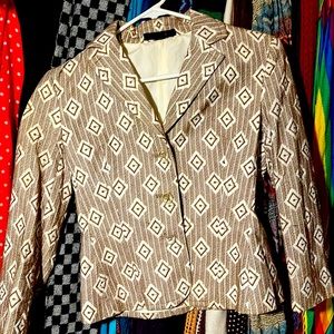 🌈Express Brown & Cream patterned Blazer